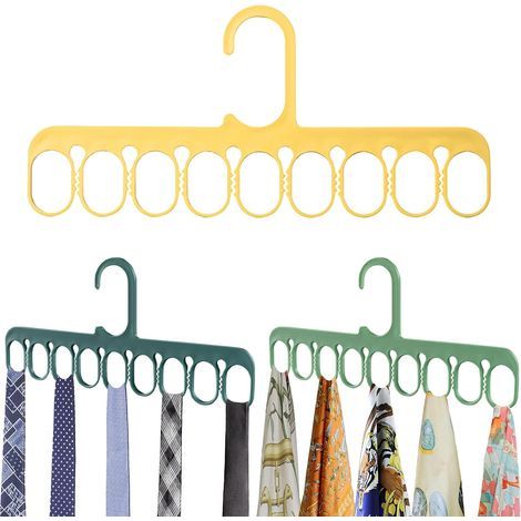 Porte Cravates Homme Écharpe Cintre Organisateur pour Garde-Robe Ceinture De Rangement Anneau Cintre 3Pcs (1/5)