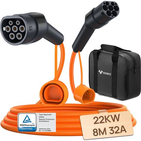 EV-Ladekabel, TÜV-zertifiziert, wasserdicht, 22kW  32A 8M (1/2)