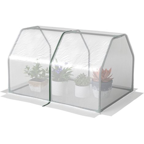 Mini serre de jardin et balcon en plastique PE et acier avec fermeture éclair, 99x71x60 cm (1/5)