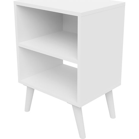 Table de chevet Table de nuit coloris blanc avec 2 étagères - Longueur 39 x Hauteur 56 x profondeur 30 cm (1/3)