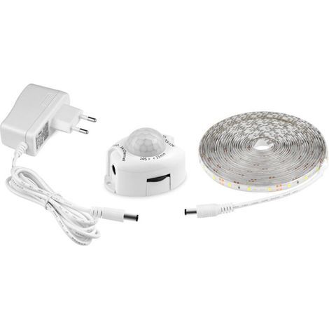 Ruban LED étanche IP65 avec détecteur de mouvement – Bande lumineuse autocollante 5m – Alimentation 12V pour éclairage intérieur et extérieur (1/5)