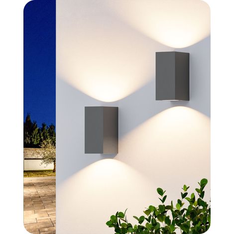 EDISHINE 2 PCS Applique Murale Extérieure Intérieure IP44, Douille GU10, Ampoule non Incluse, Gris Foncé, Éclairage d'Extérieur (1/5)