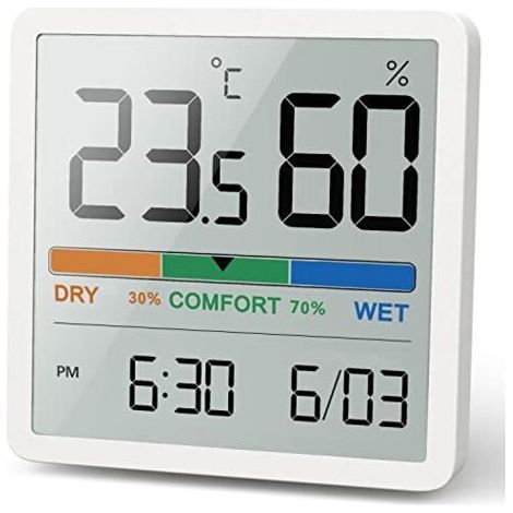Hygromètre Thermomètre d'intérieur, thermomètre numérique de bureau avec moniteur de température et d'humidité, thermomètre d'ambiance à jauge d'humidité précise (1, Blanc, 7cm) (1/5)