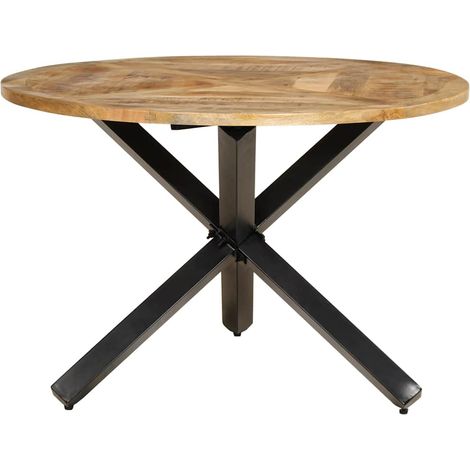 Maison Exclusive - Tavolo da Pranzo Ø110x75 cm in Legno Grezzo Massello di Mango (1/5)