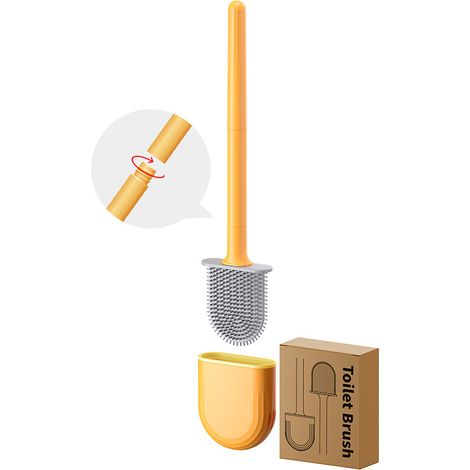 Ensemble brosse et support de toilette en silicone, fixation murale, adapté aux salles de bains des camping-cars, caravanes et fourgons aménagés. (1/5)