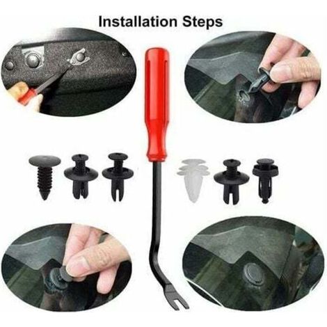 100 Pièces Clips Voiture Universel. 6 Taille Clips de Fixation Voiture Outils. Rivet Plastique. Agrafes Carrosserie pour Pare-Chocs Porte de Voiture Fender Push Kit de Remplacement