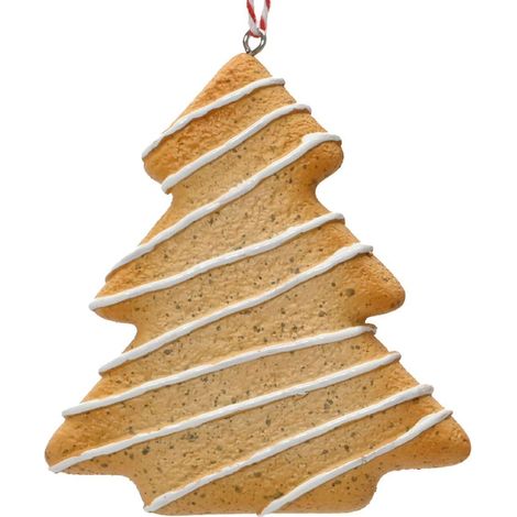 Kaemingk – Suspension de Noël biscuit sapin à rayures blanches – Polyrésine, L 8 x H 9 cm