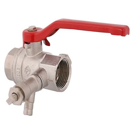 JS KUGELHAHN,MIT ENTLEERUNG,DN32  IGxIG11/4",82MM,STAHLGR.ROT,VERN.