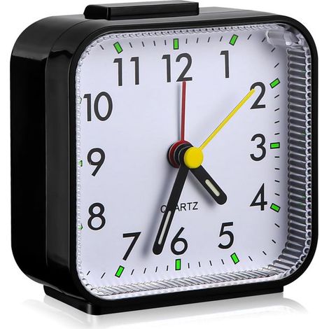 Reloj despertador de cuarzo,reloj despertador analógico silencioso,el mejor reloj despertador de viaje,reloj despertador analógico (negro)