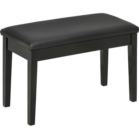 Banc de piano réglable en hauteur avec espace de rangement, banc de piano avec coussin en cuir noir, 75 x 35 x 49 cm, idéal pour les musiciens