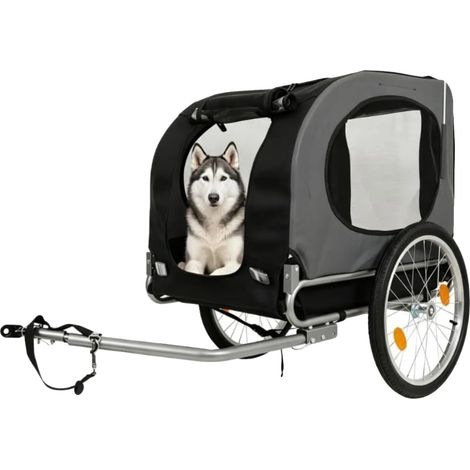 Remolque para bicicleta para perros, diseño plegable rápido, manejo suave, gris. (1/2)