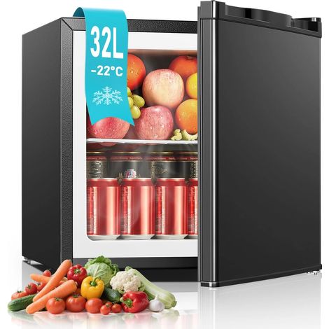 Congélateur 32 L, Thermostat réglable sur 7 niveaux, Porte réversible, -22 °C, 43 dB, noir, FORHERE (1/5)
