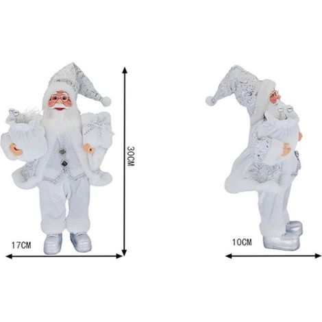 Statue du Père Nol, décoration de Nol, vieil homme debout, cadeau pour enfants, 30 cm-Argent (1/5)
