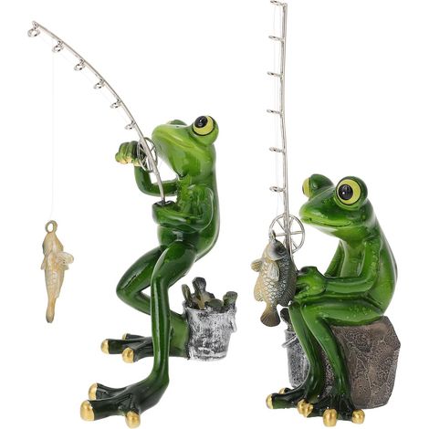 Stück Garten Dekorative Engel Frosch Figuren aus grünem