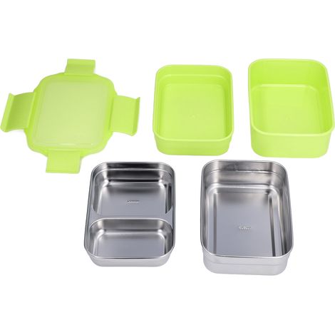 Boîte-repas électrique en acier inoxydable 304 à double couche isolante avec compartiments pour bureau, école et voyage
