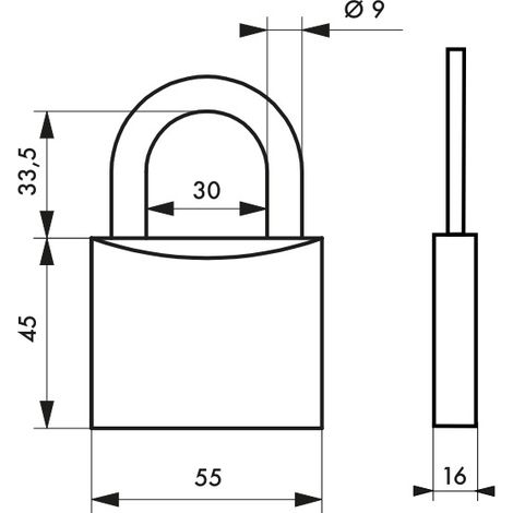 Lucchetto MACH 2 55 mm, corpo in acciaio, arco in acciaio inox, 2 chiavi – THIRARD (1/2)