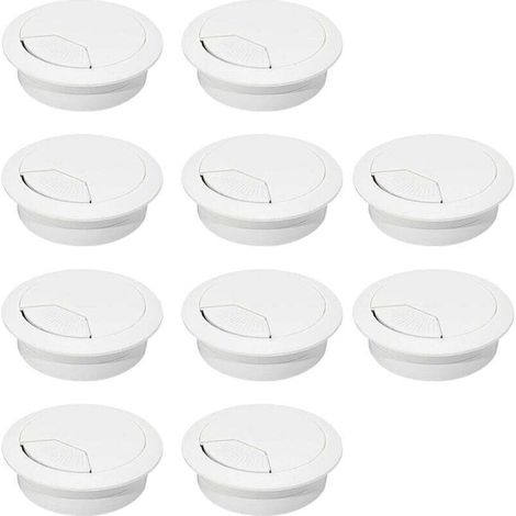 Passe-câbles de bureau, cache-câbles en plastique ABS, organiseurs de câbles réglables et amovibles – Lot de 10, 60 mm, blanc (1/4)