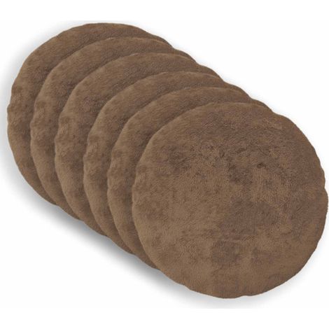 Filiyano-Lot de 6 housses de coussin HEERLEN marron clair Ø 30 cm, fausse fourrure de lapin (1/5)
