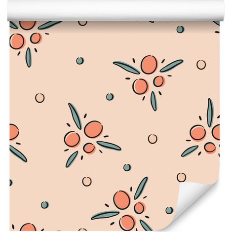 Papier peint à petites fleurs crème et beige pour salon et chambre 50x1000 cm (1/5)