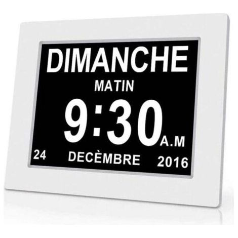 Horloge calendrier numérique One Piece 7 pouces avec date et heure, horloge Alzheimer pour parents, rappel de médicaments pour grands-parents et enfants - Blanc - 20414324mm (1/4)