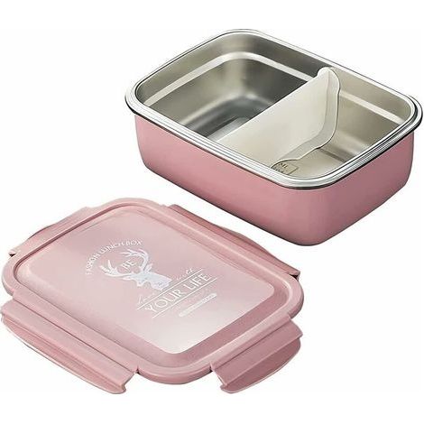 Boîte à lunch isotherme carrée en acier inoxydable étanche (rose, 350 ml)