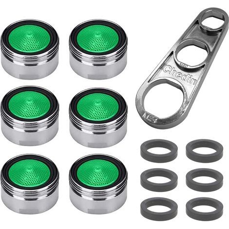 M18/M20/M22/M24/M28 Jet Mixer Nozzle 7pcs Bubble Tap Mixing Cartridge Mixer Filter External Thread Replacement Aerator (M20 x 6 + Wrench) (1/5)