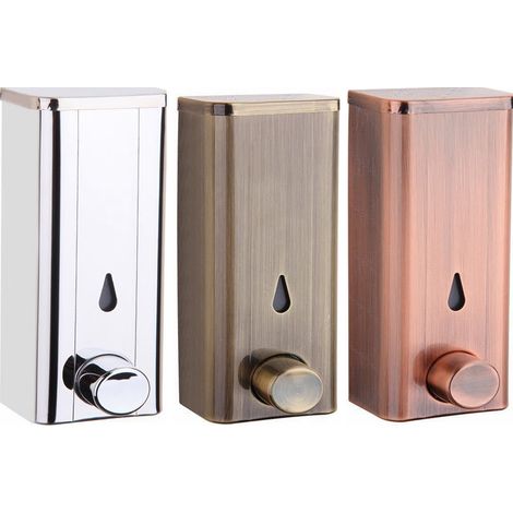 Accessoires de Salle de Bain 304 Savon en Acier Inoxydable Distributeur Mural Poinçon Se Laver Les Mains Bouteille Hôtel Salle de Bains Cuisine Conteneur de, (bronze) MNS (1/2)