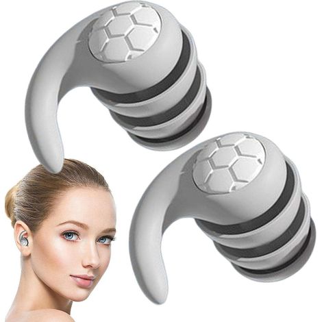 2pairs Gris S/l-bouchons D'oreille Anti-bruit Bouchons D'oreille Silencieux Tanches Bouchons D'oreille Rutilisables Avec Bote En Silicone Troi