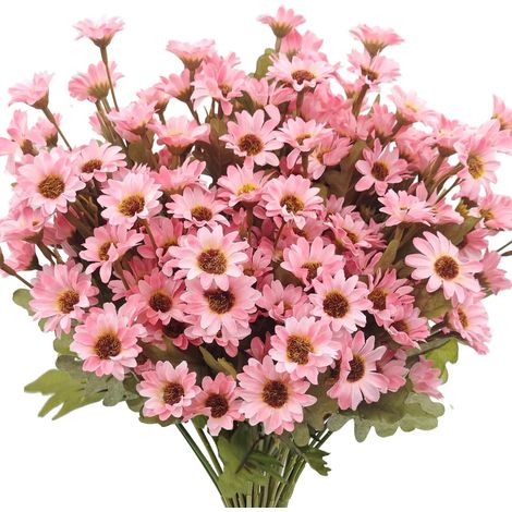 Artificial Daisy Bouquet, 5 Stems Realistic Faux Flower Arrangement, Lifelike Fake Plants for Home Decor, Office, Garden & Dining Table (Vase NOT Included) (1/5)