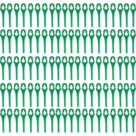 100 lames de coupe en plastique pour débroussailleuse, tondeuse à gazon, remplacement manuel, outils d'élagage - vert (1/5)