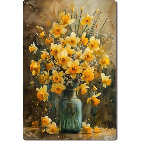 Plaque en Métal Vintage Art Murale pour Jardin de Verre, Beau et Durable pour Intérieurs et Extérieurs 40x30 cm. (1/5)
