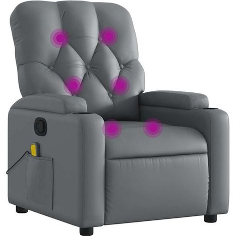 Fauteuil de massage inclinable en similicuir gris (1/5)