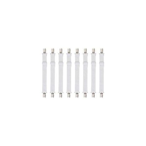 Set da 8 pezzi (da 60 cm a 200 cm) di cinghie regolabili per lenzuola, fermalenzuola, adatte a tutti i letti e materassi, bianche H65 - Crezuo