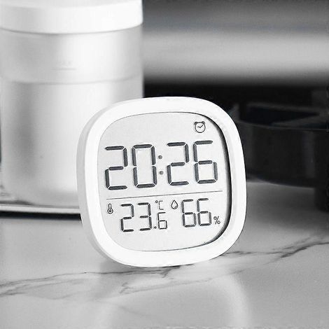 Réveil LCD minimaliste, multifonction (température et humidité), réveil magnétique, ultra-fin, référence 302301, blanc. (1/5)