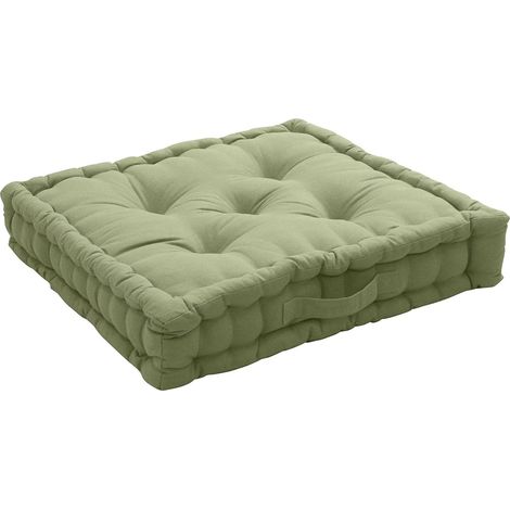 Coussin de sol uni 50 x 50 cm Panama vert olive
