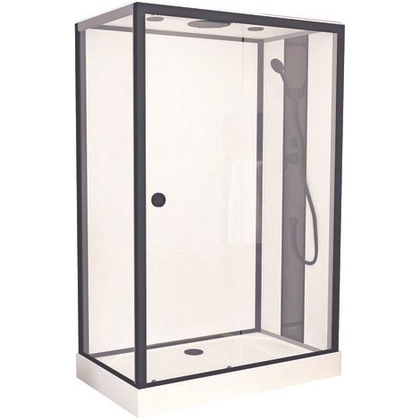 ONDEE ZEN - Cabine de douche GONEA - 140 x 80 cm - Accès de face - Profilés aluminium - Noir mat