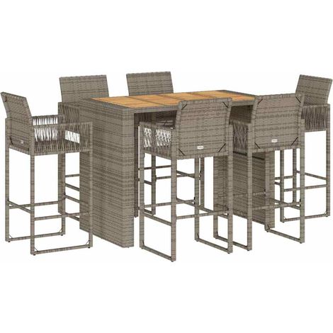 Maison Exclusive - 7-tlg. Gartenbar-Set ohne Kissen Grau Poly Rat (1/5)