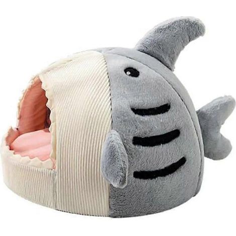 Binnenkattenmand, grotbed voor kleine tot middelgrote katten, machinewasbaar, antislip onderkant, zacht pluche kussen - Grijs S-kleur (1/5)