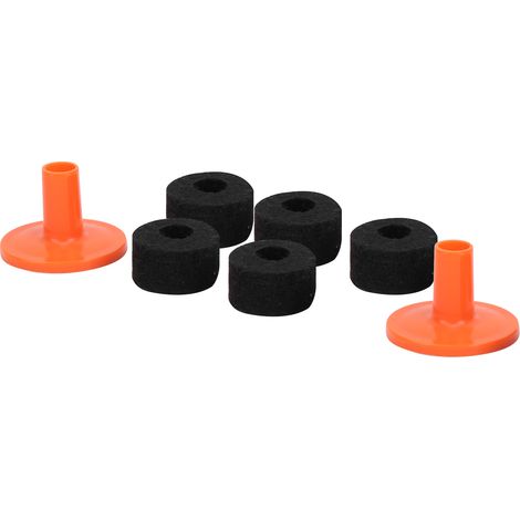 Kit de 7 pads de batterie en feutre noir, orange et rouge, résistants à l'usure et antifriction, accessoires pour cymbales (25 mm (WC77)) (1/5)