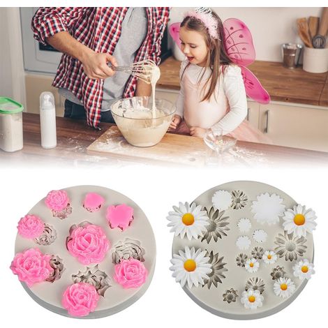 Moule silicone 3D fleur pour gâteau, décoration pâtissière, moule à gelée, sucre, chocolat, fondant, moule créatif (1/5)