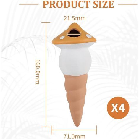 4X Cône en Argile Goutte à Goutte Champignon D'arrosage en Céramique Arrosage Bouteille Automatique Terre Cuite pour Arroser Distributeur d'eau pour Plantes Terracotta Watering Pots 125ml