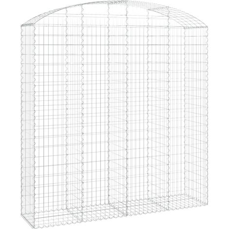 Gavión cesta jaula valla muro de contención arqueado 200 x 50 x 200/220 cm hierro galvanizado Plata 020040035