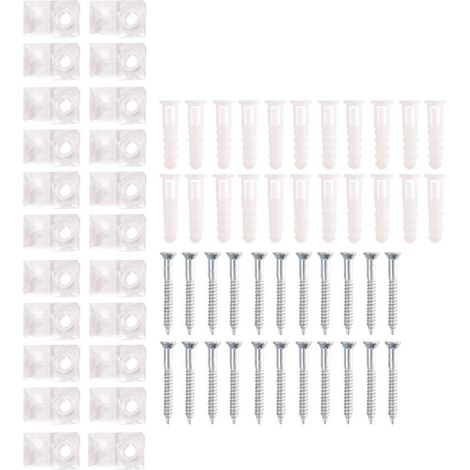 Kit de 22 clips de fixation pour miroir en plastique transparent - (1/5)