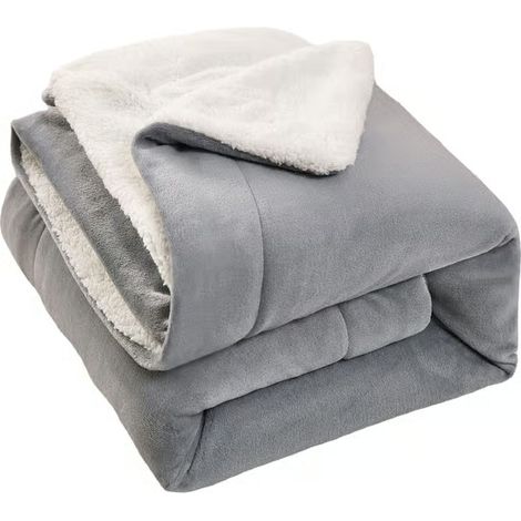 Couverture d'hiver épaisse et chaude, couverture douce et moelleuse pour lit ou canapé Gris argenté 100150 cm (1/4)