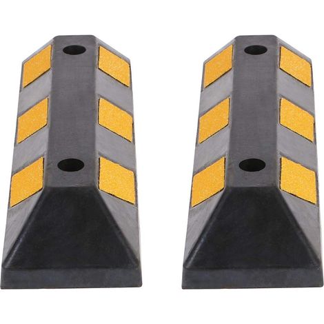 Set 2 Fermaruota Gomma Dura Ferma Ruota Ruote Parcheggio Garage Catarifrangenti