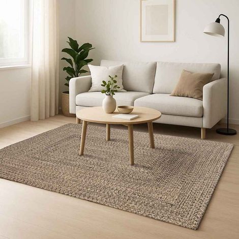 Tapis Naturel et noir 240 x 340 cm Jute CFW75459 (1/5)