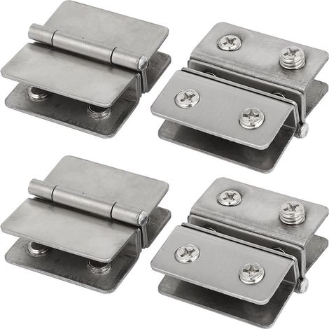 4pcs Charnière de Porte en Verre Douche Vitre 5-8mm Épaisseur Réglable Double Clip Pince (1/4)