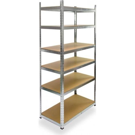 Dema – Étagère rayonnage 6 niveaux 200 x 100 x 50 cm – Charge max 390 kg – Bois 4 mm – Structure métallique galvanisée – Montage simple