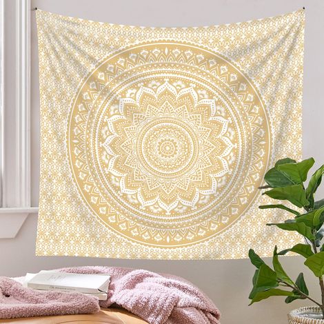 Une pièce tenture murale tapisserie indienne tenture murale Mandala tapisserie or Boho tissu tenture murale chambre-
130150CM MNS (1/4)