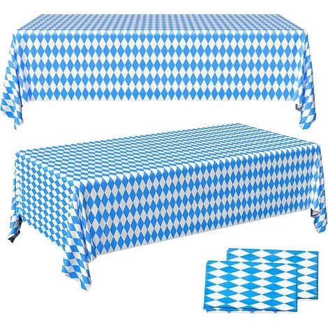 Nappe jetable Bayern motif losange bleu blanc 130x220cm lot de 2